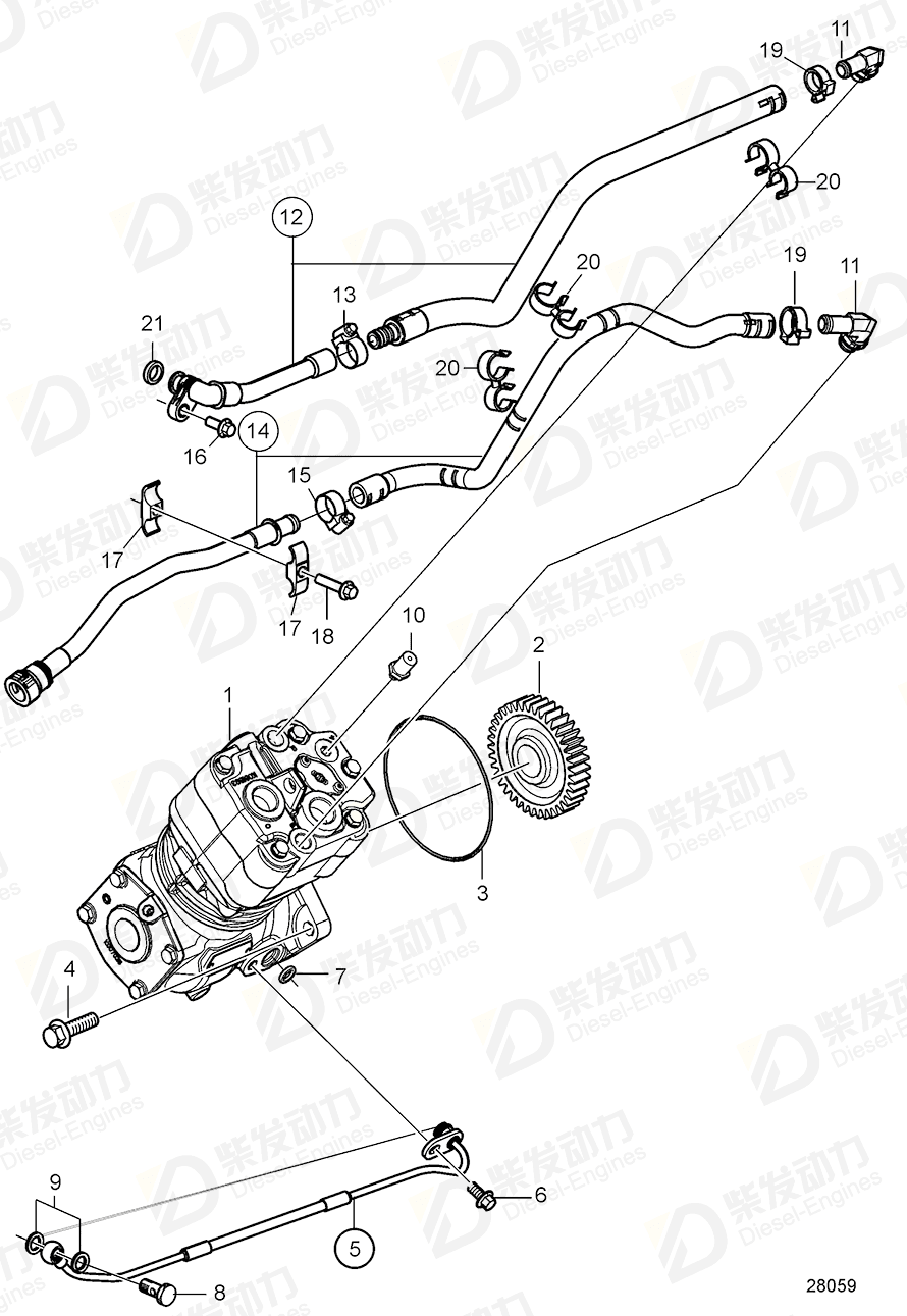 VOLVO Water pipe 22248553 Drawing